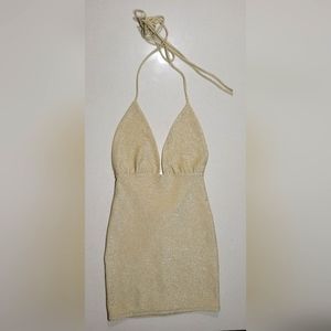 Babyboo Capri Mini Dress in gold sparkle, New with tags